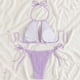 thumbnail image 2 of Conjunto de Bikini de Cintura Alta para Mujeres Color Sólido Sexy Colgantes Ajustables Bikini, Diseño de Corte Alto sin Espalda para Piscina, Playa Y Vacaciones, 2 of 4