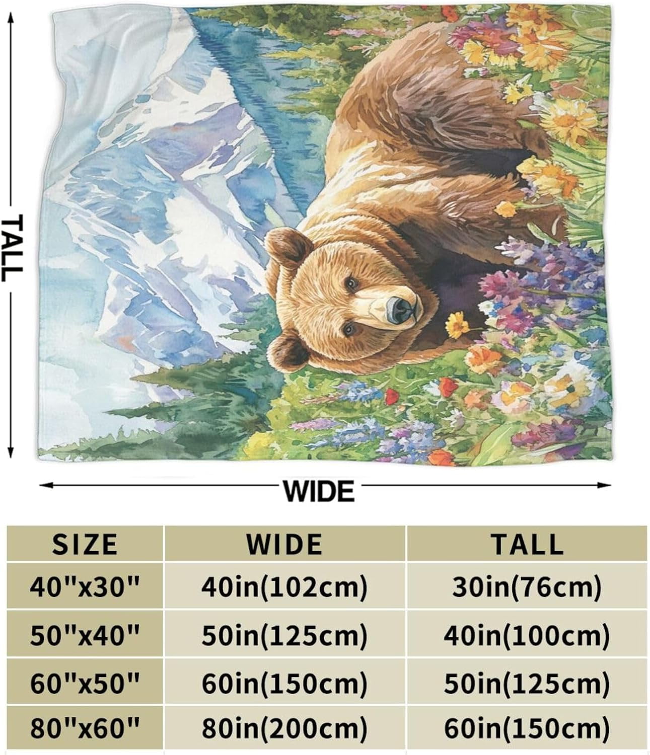 Bear Blanket Soft Warm Cute Bear Flannel Plush Throw Blanket Cozy Lightweight Bear Fleece Bedding Stuff Wildlife Animal Decor Blanket Gifts for Lover Girls Boys Kids Adults Women Bed Travel 60"x80"