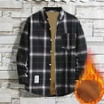 thumbnail image 2 of Dezsed Shacket Jacket Men Men's Plush Thick Warm Plaid Shirt Autumn And Winter Jacket Black L, 2 of 5