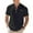 v#3Black6, variant on Rggeeun Men T-Shirts Solid Color Short Sleeve V Neck With Front Buttons & Pocket Trim Pleated Loose Fit For Summer Daily Wear Trendy Tee,Navy,M