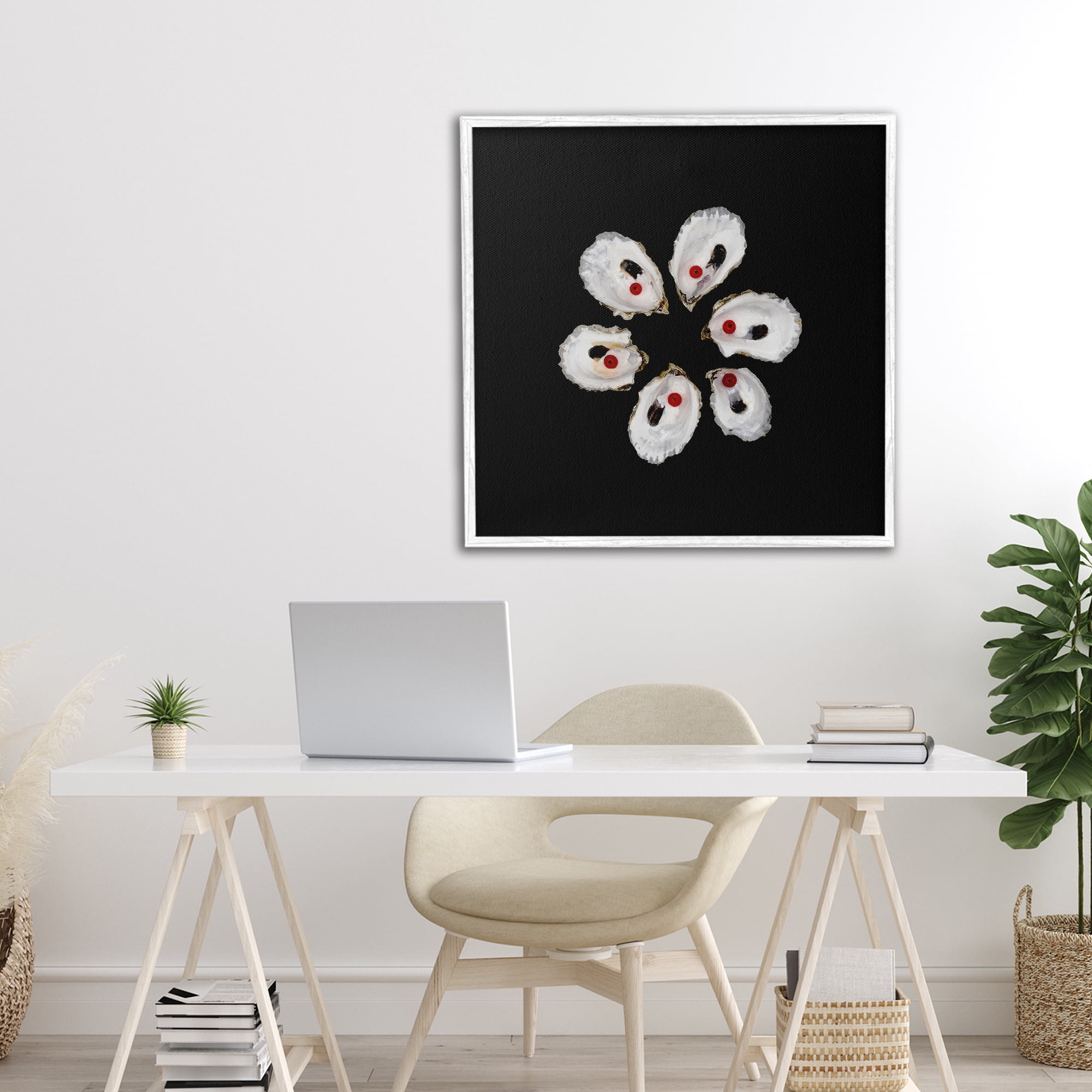 Stupell Industries Oyster Shells Symmetry White Framed Giclee Art, design by Beth Adoette