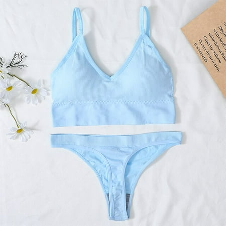 

QWZNDZG Women Bra And Panty Set U Back Bra Seamless Underwear Sport Bra Cropped Top Low Waist Thongs Sexy Lingerie Set Fitness Crop Top