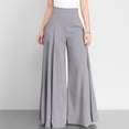 thumbnail image 2 of Womens Front Pleated Skirt Wide Leg Palazzo Pants High Waist Smooth Drapey Plus Size Pants Flowy Loose Fit Office Work Casual Pants , #03 Gray, XXL, 2 of 5