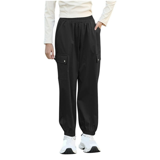 Odeerbi 3-15 Años Niños Niñas Cargo Pantalones Deportes Jogger Pantalones Casual Sólido Color Verano Pantalones de Trabajo
