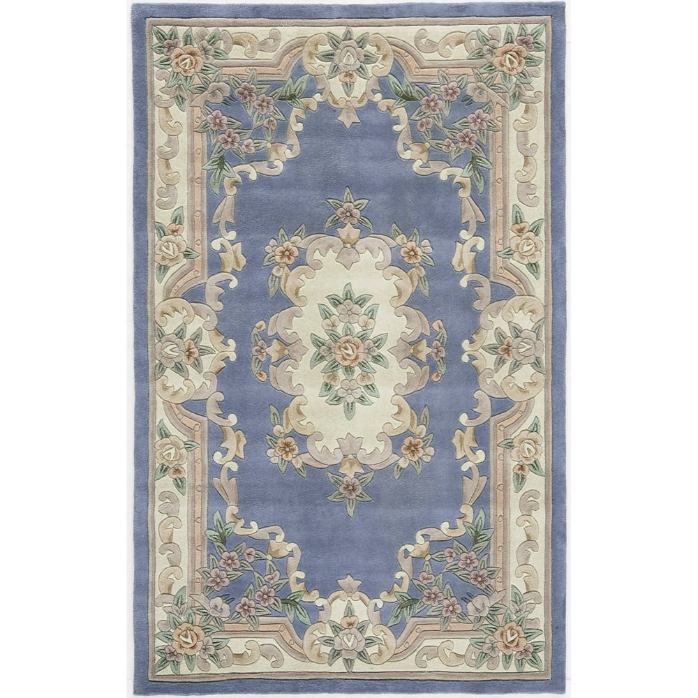 Rugs America New Aubusson Collection Light Blue 510208 Traditional