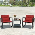 thumbnail image 3 of Patiojoy 3 PCS Patio Rattan Wicker Chair Table Set Wicker Rattan Furniture Red, 3 of 6