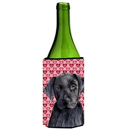 

Labrador Black Hearts Love Valentines Day Wine bottle sleeve Hugger 24 oz.