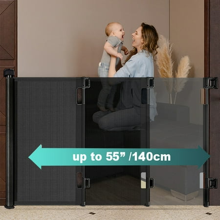 stusgo Retractable Baby Gate 33 x55 - Safety Mesh Baby Gate/Dog Gate  33inch Tall and Extends up to 55inch Wide for Stairs  Doorways  Hallways  Banisters Indoor and Outdoor (Black)