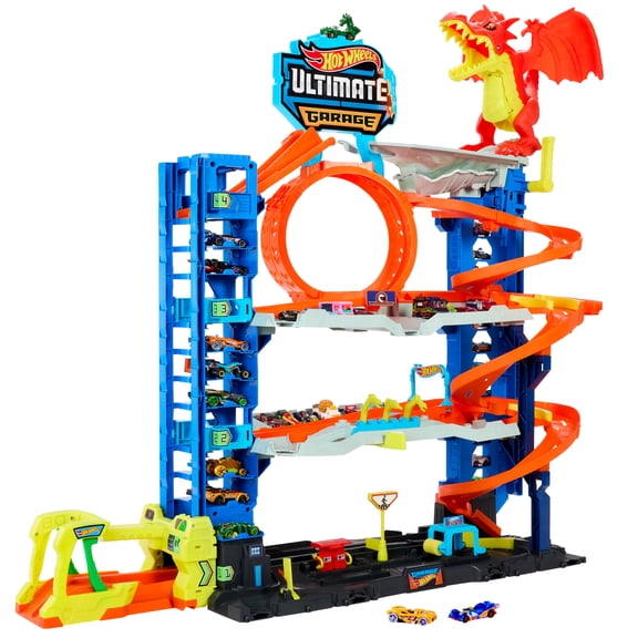 Hot Wheels City Ultimate Garage Playset with 2 Die-Cast Cars, Storage for 50  Cars Child Age 4-8