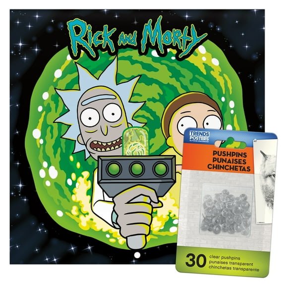 Trends International 2024 Cartoon Network Rick and Morty Mini Wall Calendar & Push Pins & Push Pins