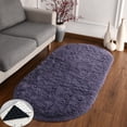 thumbnail image 2 of Soft Area Rugs Shaggy Gray Purple 39 x 63inch Oval Plush Floor Mats Carpet for Bedroom Living Room Nursery Kids Room, 2 of 7