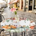 thumbnail image 6 of Fall Orange Pumpkins Round Tablecloth for 36-44 Inch Tables,Fitted Table Cover with Elastic Edge,Thanksgiving Eucalyptus Autumn Rustic Waterproof Outdoor Table Cloth Protector for Patio Garden Dinner, 6 of 9