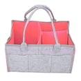 thumbnail image 2 of Organizador De Pañales Para Bebé, Múltiples Compartimentos, Bolso De Mamá, Soporte De Maquillaje De Viaje De Fieltro, Gris Claro Y Rosa, 2 of 7