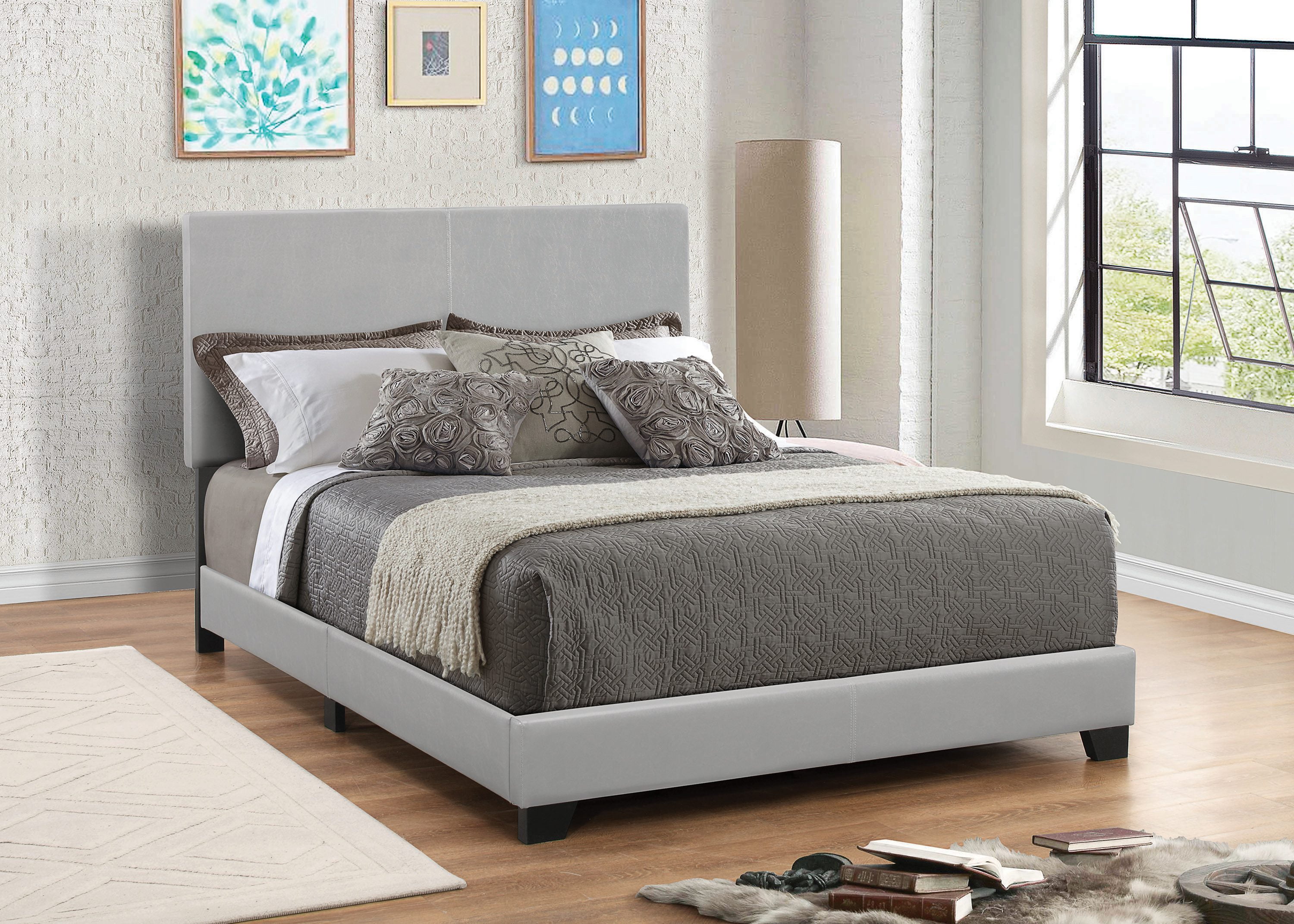 Coaster Company Dorian Upholstered Twin Bed, Grey