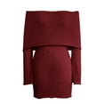 thumbnail image 6 of RUTAYY Women's Mini Dress Casual Off Shoulder Solid Color Lapel Hollow Out Long Sleeve Dresses Party Daily Wear Leisure Elegant Tops, 6 of 6