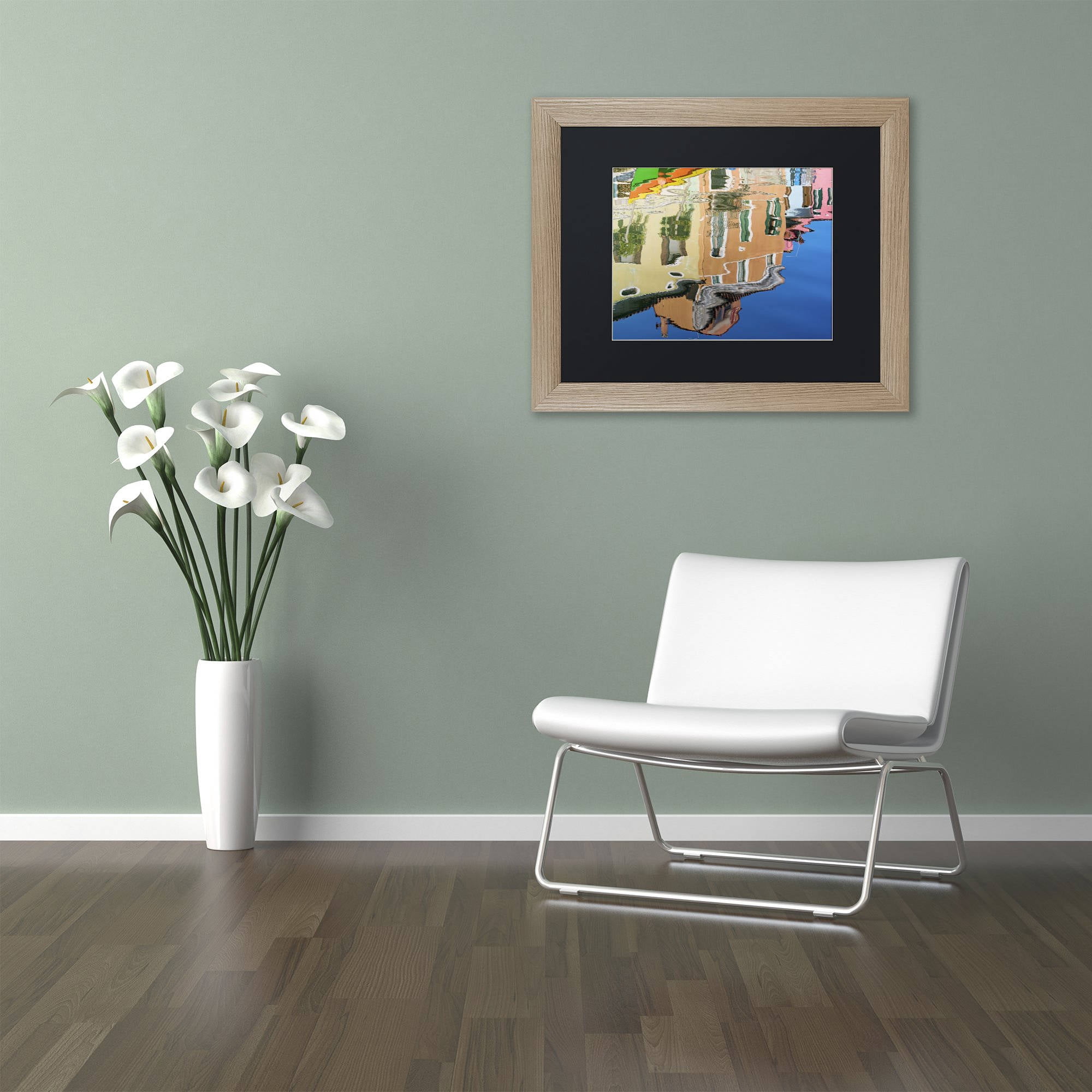Trademark Fine Art "Canal Reflection" Canvas Art by Michael Blanchette Photography Black Matte, Birch Frame