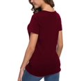 thumbnail image 4 of T-shirt Henley à Manches Courtes/longues pour Femmes, Décontracté, Basique, 4 of 4
