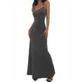 thumbnail image 1 of Vestido Básico de Estar por Casa para Mujer, Elegante, Sin Mangas, con Espalda Descubierta, Acanalado, Ajustado y Maxivestido. Gris Oscuro XL, 1 of 10