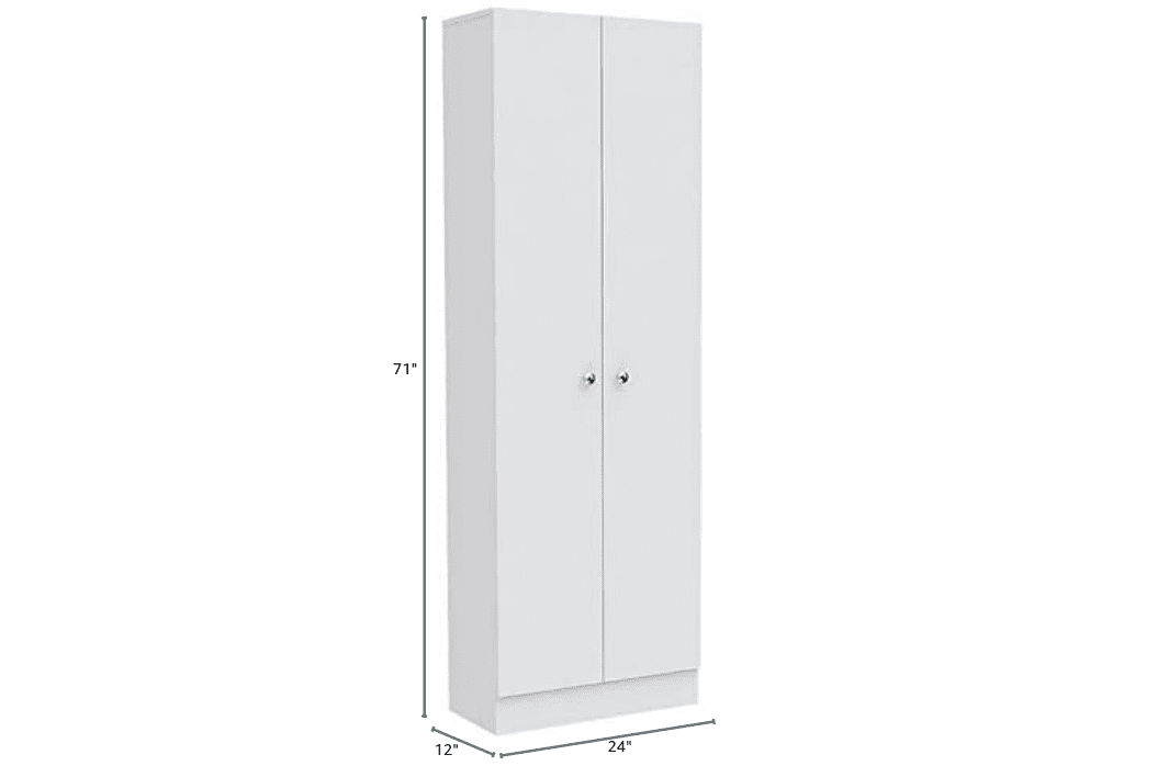 Pemberly Row 70" Modern Engineered Wood Storage Pantry Cabinet in White
