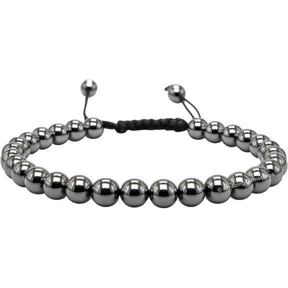 Hematite Crystal Bracelet - 6mm Beaded Bracelet and Healing Stones