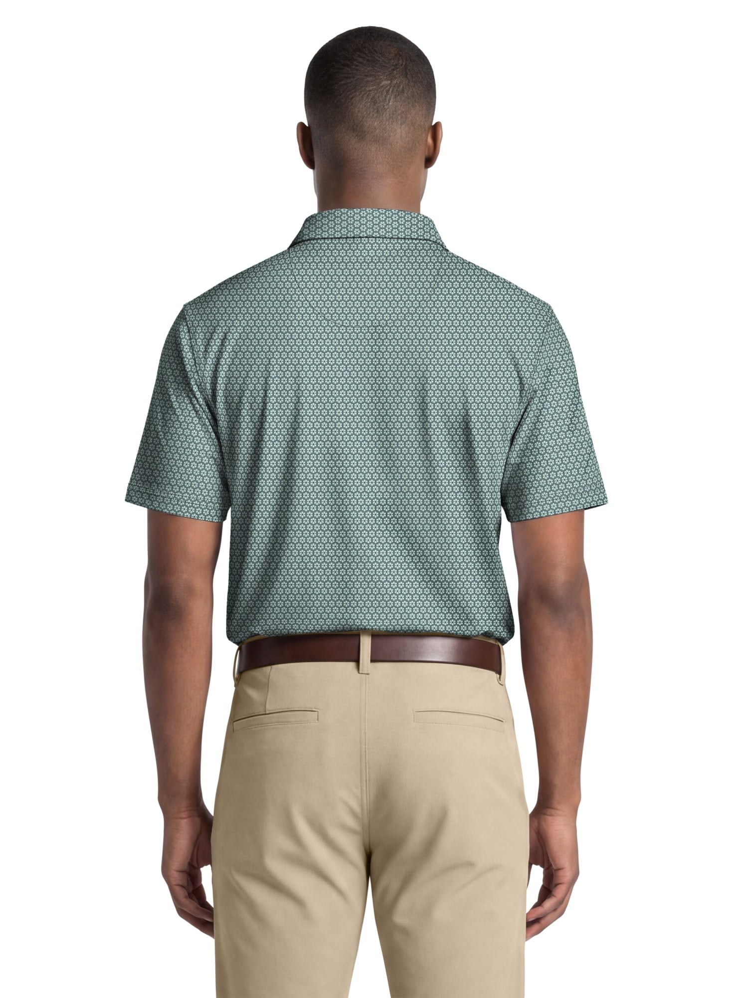 Ben Hogan Performance Men's & Big Men's Flower Geo Print Short Sleeve Golf Polo Shirt, Sizes S-4XLT