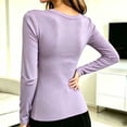 thumbnail image 6 of BLVB Women's Long Sleeve T Shirts V Neck Slim Fit Tops Ribbed Knit Layering Casual Basic Going out Tees Fall Clothes, 6 of 6