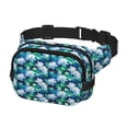 thumbnail image 2 of Kdxio Blue Lotus Flower Crossbody Double Layer Waist Bag Belt Bag for Unisex Fanny Pack Fashion Waist Packs for Hiking Running Shopping Traveling, 2 of 9