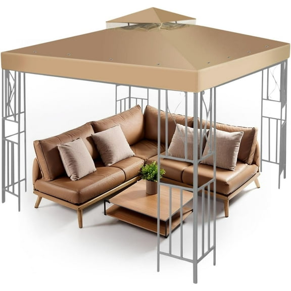 Dirt Gazebo Cover Replacement Canopy Top 10x10 Ft (3m x 3m) - Double Tier Top Canopy Cover Replacement with UV30 , Water Resistant for Exterior, Sunshade, Garden, Patio, Pavilion (Beige)