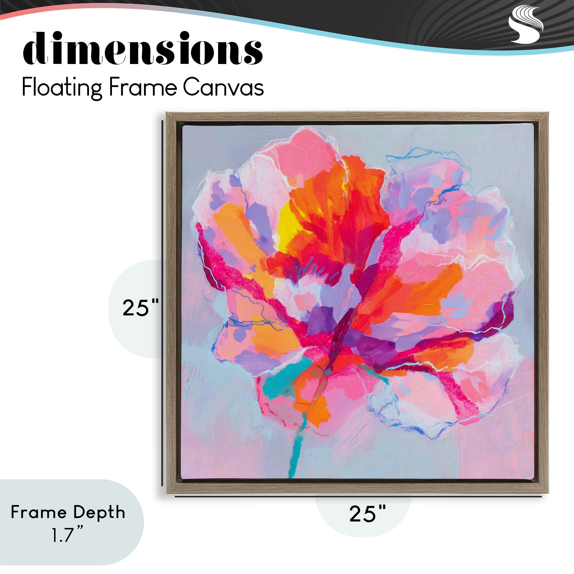 Stupell Industries The Open Petal Expression Brown Framed Floater Canvas Wall Art, design by Chromatic Storm Studio