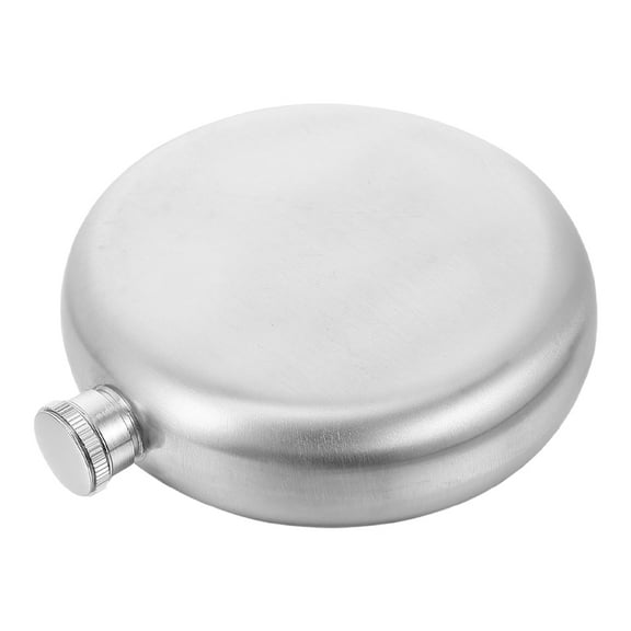 FRCOLOR Round Whiskey Flask Mini Portable Stainless Steel Wine Flask Portable Metal Flask for Travel Outdoor Events Wedding Party 5 oz