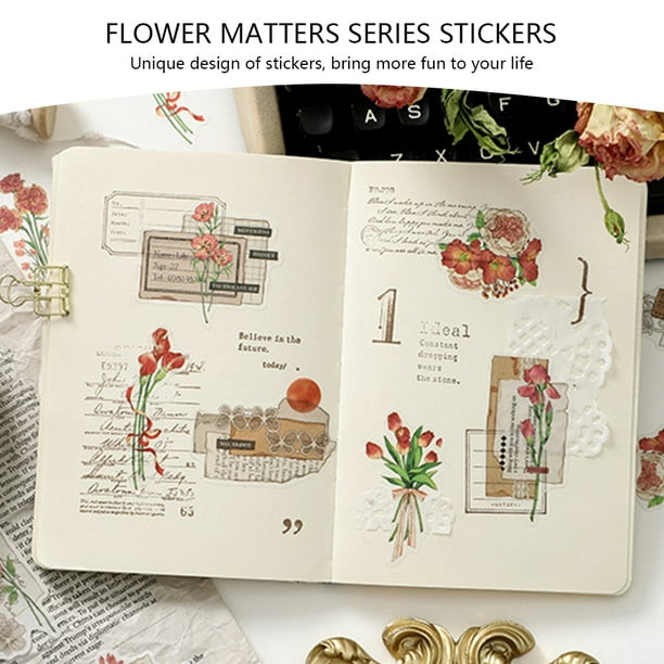 30 pegatinas para diario de álbumes, pegatinas creativas Retro para plantas, suministros de arte Washi (D)