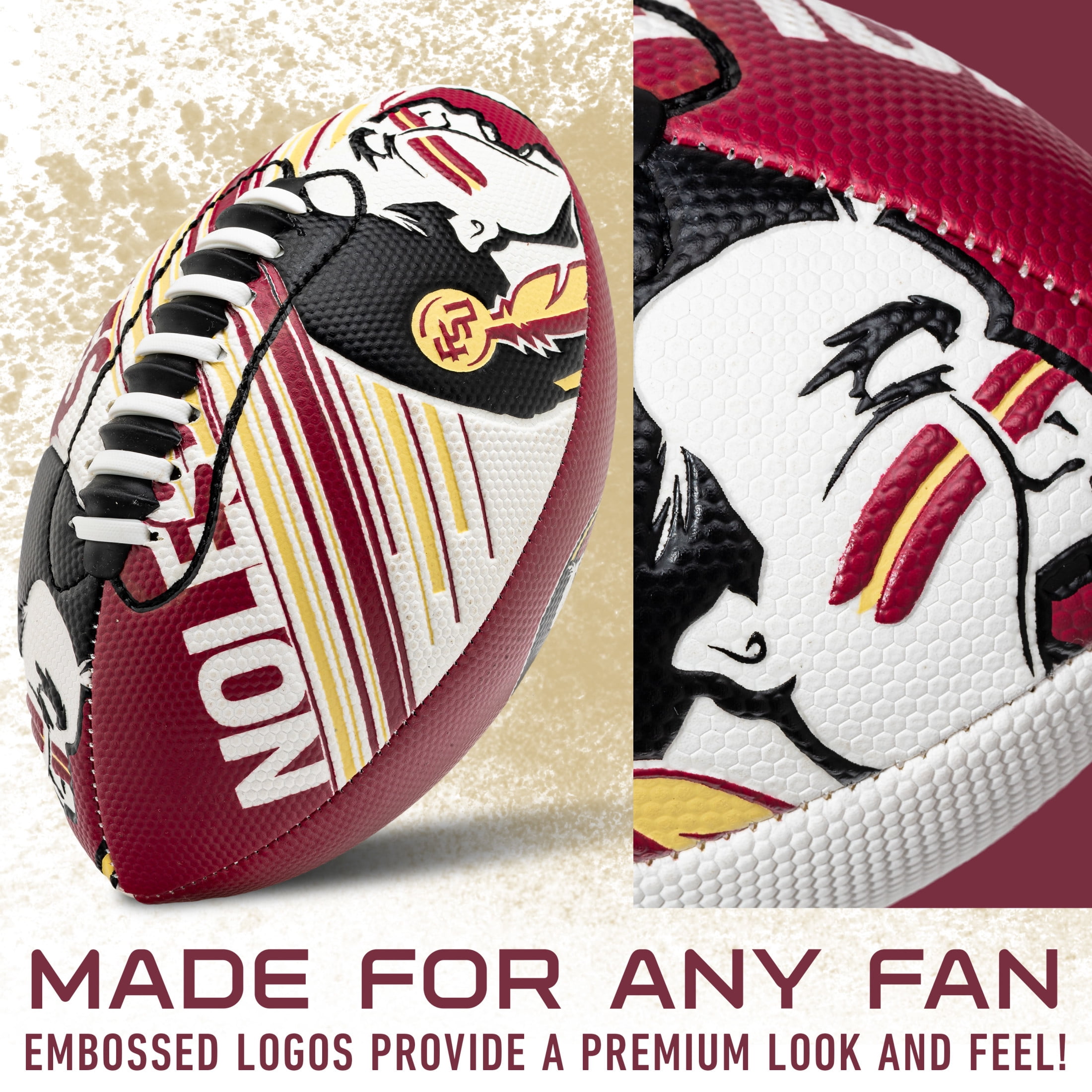 NCAA Florida State Football - Youth Mini Football - 8.5" Football- SPACELACE Easy Grip Texture- Perfect for Kids !