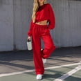 thumbnail image 6 of Two Piece Sets for Women Crew Neck Long Sleeve Cropped Top Wide Leg Pants Lounge Set Cozy Sweatsuits Fashion 2026, 6 of 7