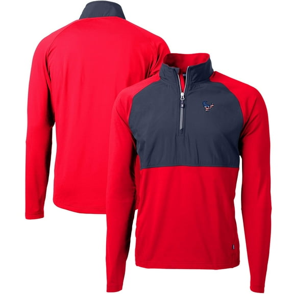 Men's Cutter & Buck Red Houston Texans Adapt Eco Knit Hybrid Recycled Quarter-Zip Pullover Top