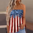 thumbnail image 2 of Dyegold Summer Tops for Women 2023 Trendy, Tube Tops Women Casual Summer American Flag 4th July Shirts Off Shoulder Bandeau Sleeveless Smocked Strapless ​Tanks, 2 of 5