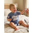 thumbnail image 5 of BemeyourBBs Newborn Baby Boys Baseball Golf Outfit Infant Baby Boy Summer Clothes Waffle Bubble Romper Casual Baseball Golf Letter Embroidery Short Sleeve Bodysuit Playsuit, 5 of 9