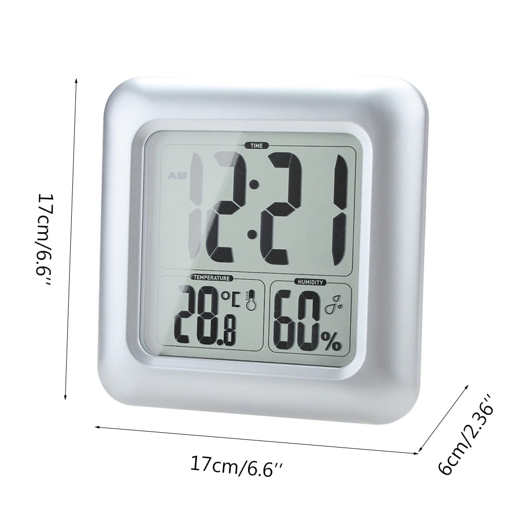 Bathroom LCD Display Electronic Temperature Humidity Meter Digital Hygrometer for Time Watch Alarm Shower Cl