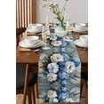 thumbnail image 4 of ERUNPONLY Blue Spring Floral Table Runner - 90 Inch Long Modern Art Flowers Farmhouse Cotton and Linen Blended Dress Scarves Farmhouse Table Runner for Kitchen Dining, Coffee Table, 13"x90", 4 of 8