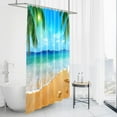 thumbnail image 2 of Beach Shower Curtain, Shower Curtains Coastal Ocean, Summer Palm Trees Starfish Seashell Shower Curtains for Bathroom Decor, Waterproof Fabric Shower Curtain with 12 Hooks, 72" x 72", 2 of 6