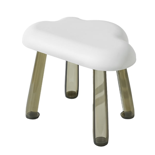 Taburete infantil con forma de nube y patas transparentes, de plástico, delicado, regalo para decoración del hogar, color blanco