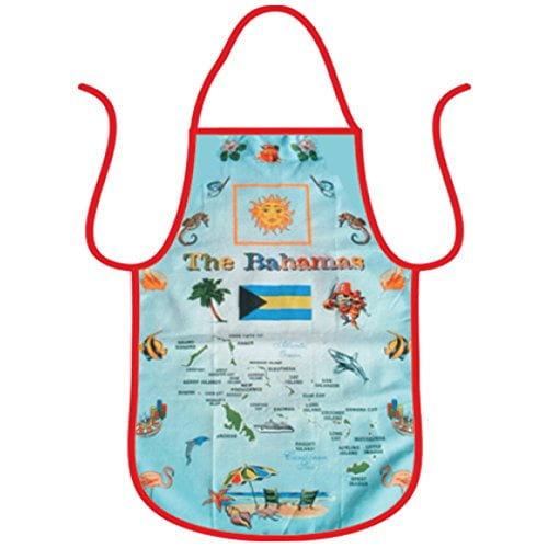 Rockin Gear Chef Apron Bahamas Map Gift Souvenir Fun Bimini, Andros, Freeport Gifts, 100% Genuine Cotton Kitchen Accessory Baking, Cooking, Grilling Barbecuing Apron, (Bahamas)