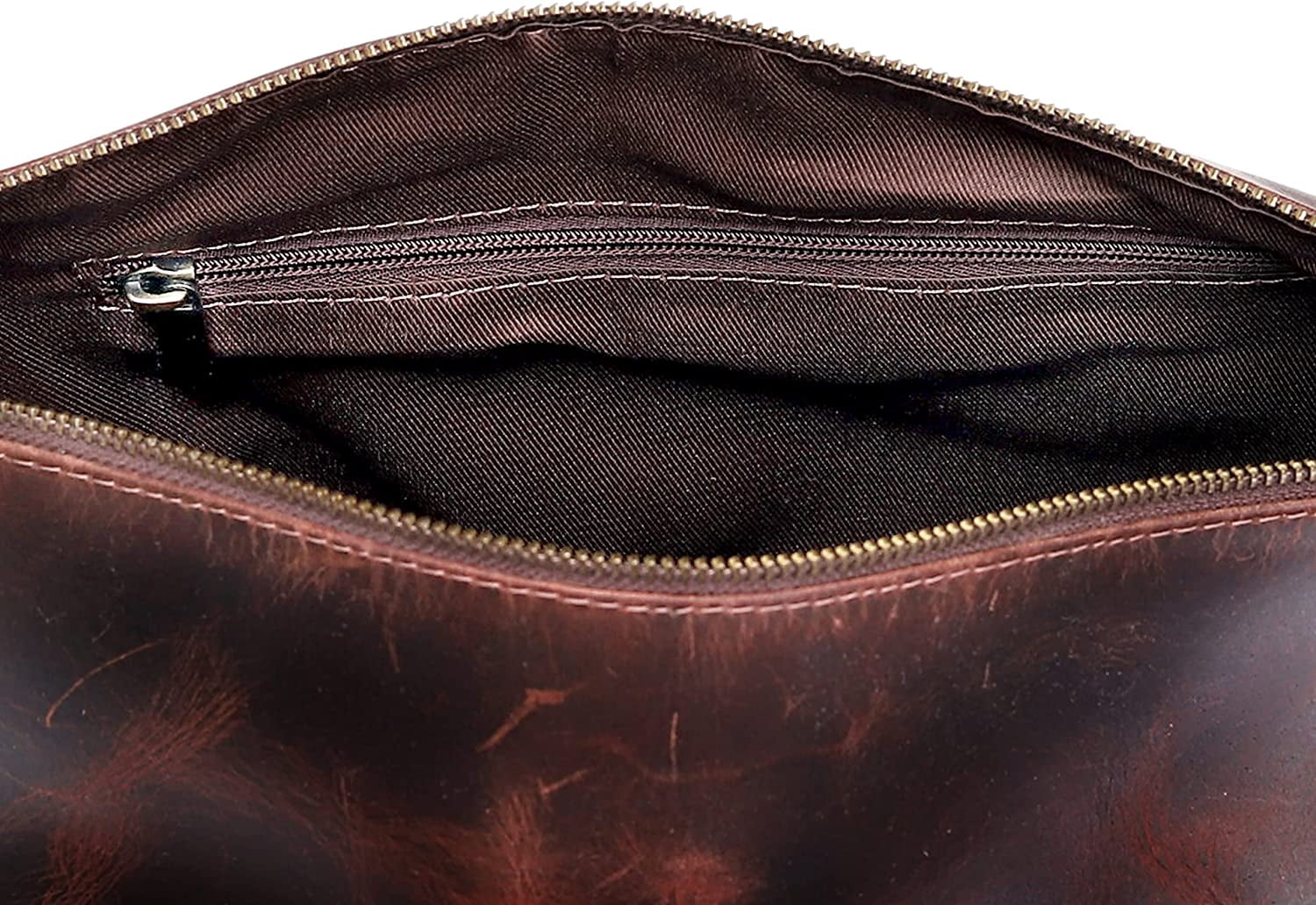 Leather Brown Buffalo DoppKit Unisex Travel Toiletry Cosmetic Pouch Shaving Kit Men Women