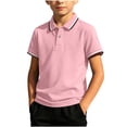 thumbnail image 2 of Oiangi Boys Button Up Shirts Short Sleeve Lapel Tops Casual Comfy Uniform Shirt for Back to School Pink XL, 2 of 6