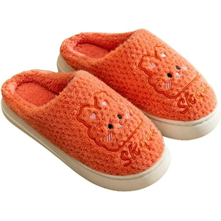 

CoCopeaunt Cute Furry Bear Bunny House Slippers for Women Men Fluffy Faux Fur Plush Soft Warm Home Indoor Shoes