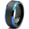 thumbnail image 1 of P. Manoukian Tungsten Wedding Band Ring 8mm for Men Women Blue Black Beveled Edge Brushed Lifetime Guarantee Size 6, 1 of 4