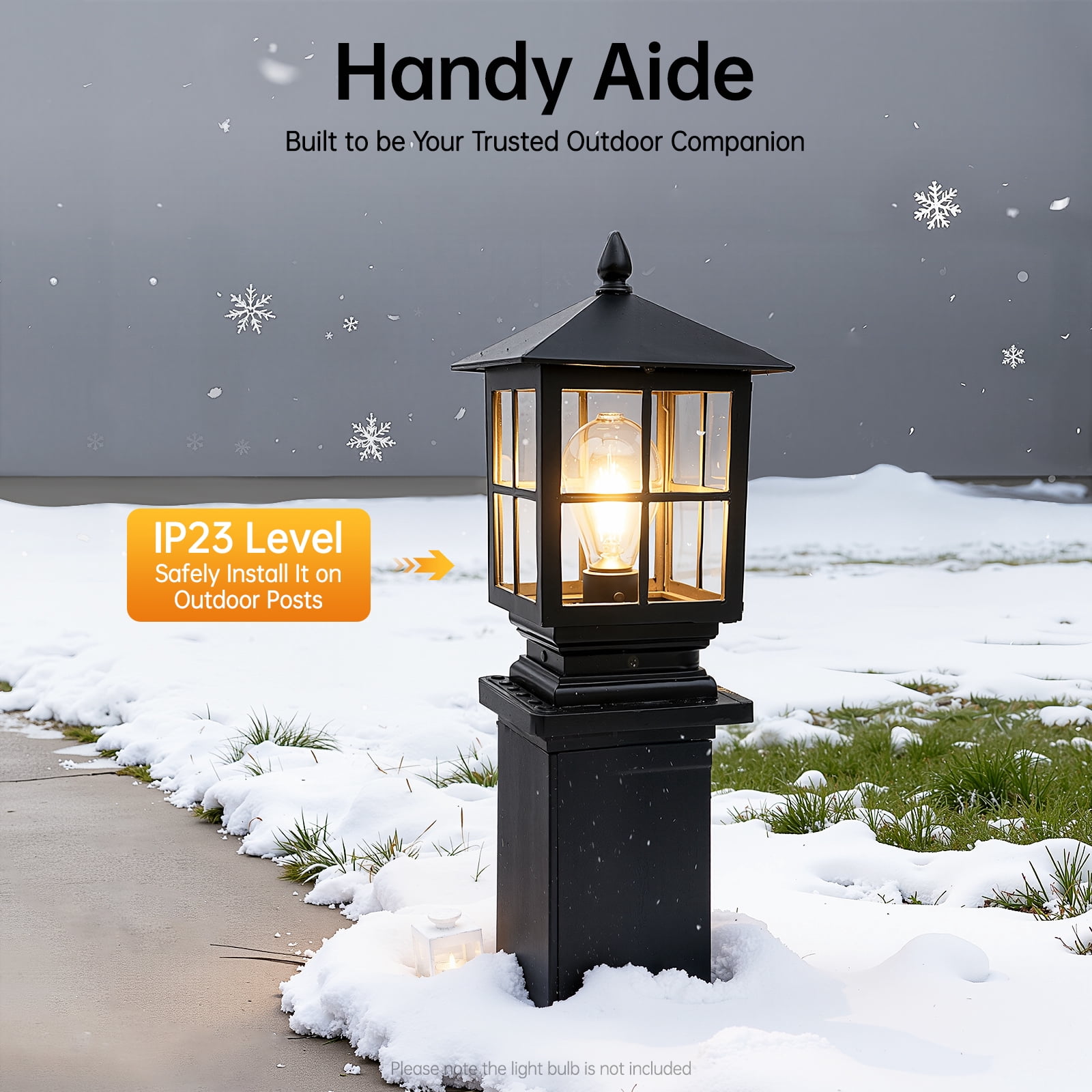 Peakora Retro Style Post Light Aluminum Alloy Post Light, Outdoor Post Lantern Landscape Post Lamp for Bedrooms, Cafes, Stores