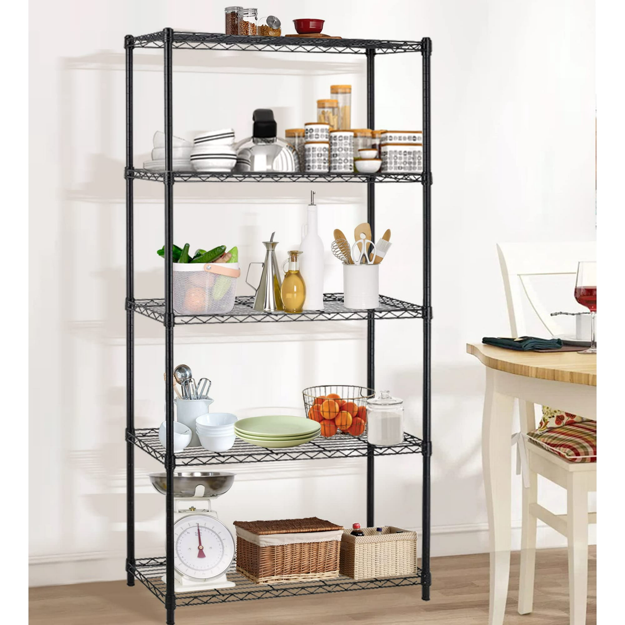 Étagère Métallique 60 X 45 X 190 Cm 50 Kg 4 Roulettes étagère