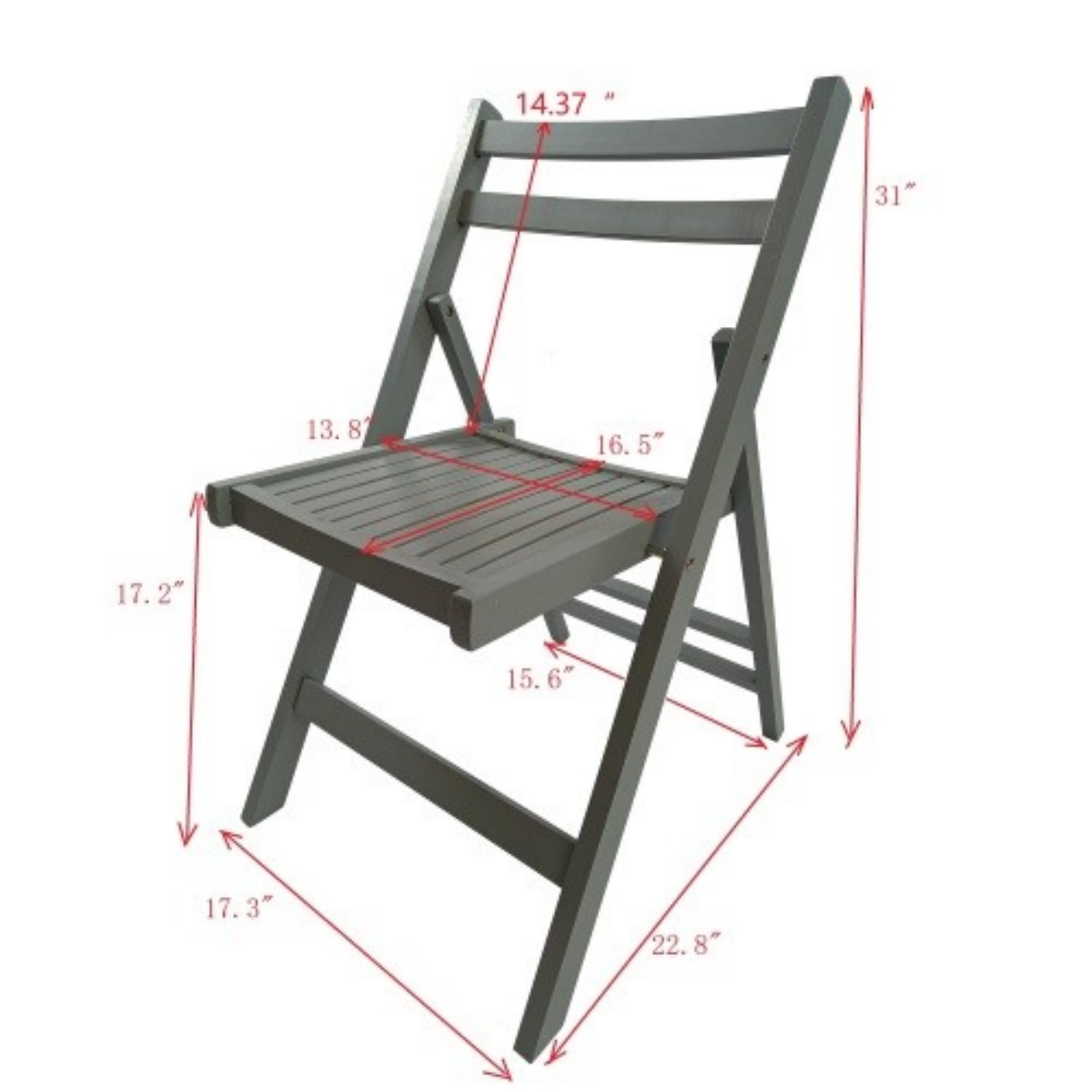 Folding Chairs Set of 4, Solid Wood Folding Chairs with Slatted Seat, Portable Event Chairs for Dining Room, Kitchen, Wedding & Party, Gray