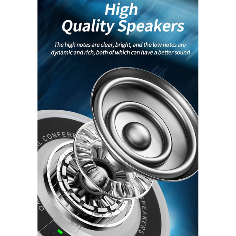 USB Bluetooth Conference 360° Voice Capture Microphone for Video Conferences Online Courses Live Broadcasts Silver