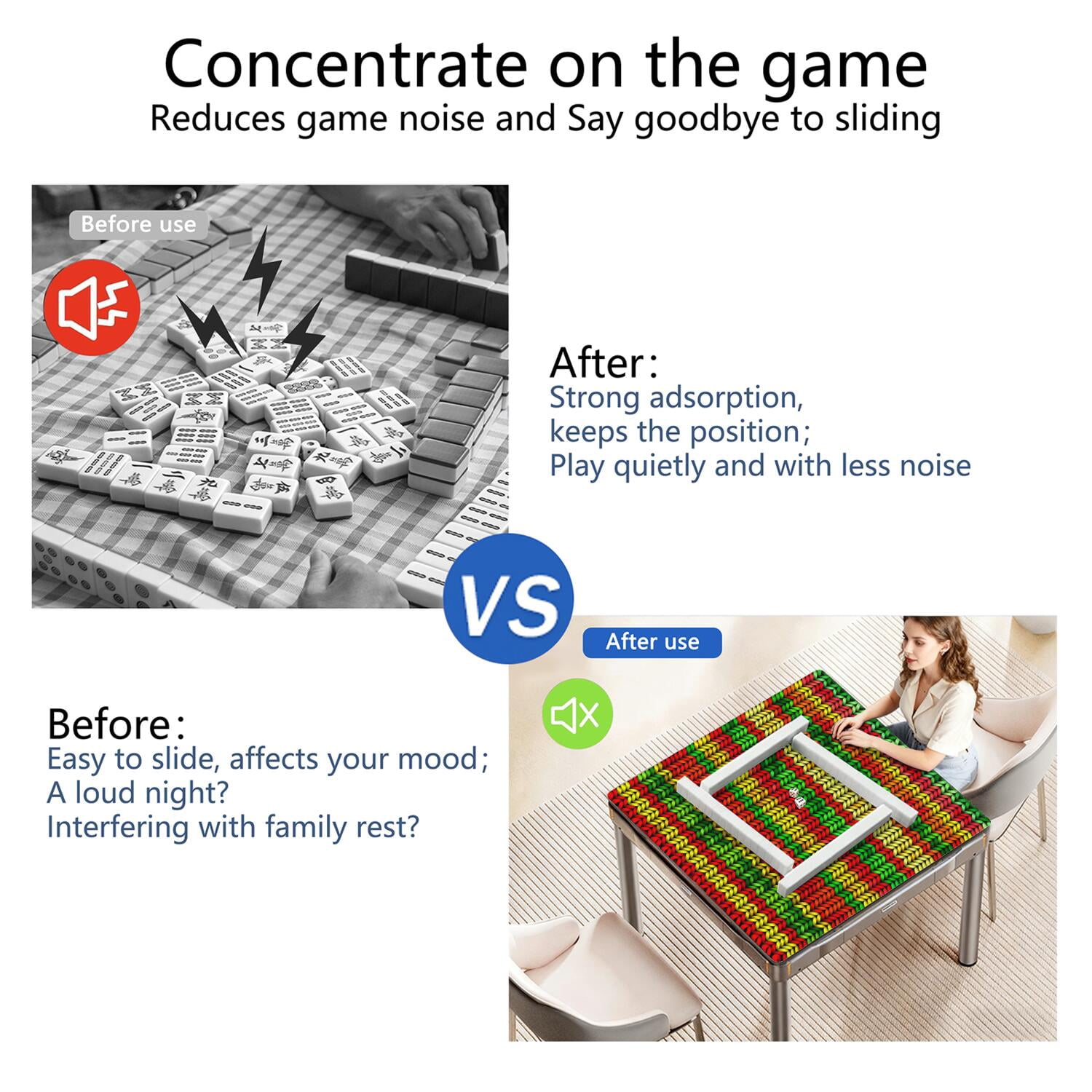 31.5 Inch Square Plants Pattern Game Mat Constructed from Rubber with Anti-Slip Backing Grip and Noise Dampening Qualities for Mahjong Board Games Card Games